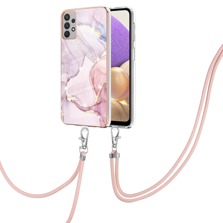 Electroplating Marble Pattern IMD TPU Shockproof Case with Neck Lanyard, For Samsung Galaxy A32 4G EU Version, For Samsung Galaxy A32 5G, For Samsung Galaxy A52 5G / 4G, For Samsung Galaxy A72 5G / 4G