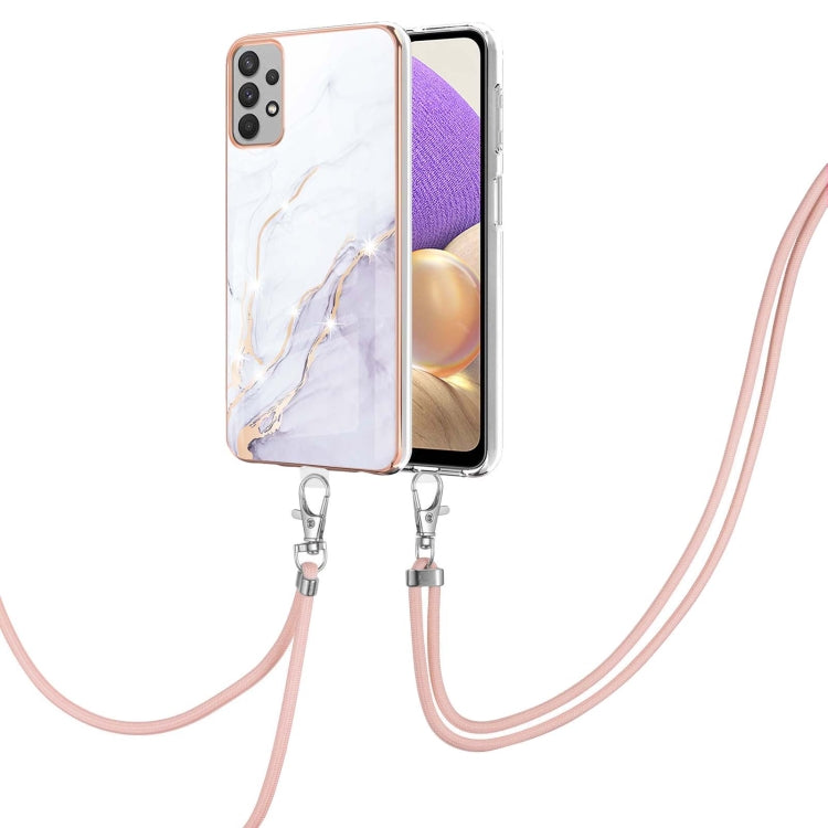 Electroplating Marble Pattern IMD TPU Shockproof Case with Neck Lanyard, For Samsung Galaxy A32 4G EU Version, For Samsung Galaxy A32 5G, For Samsung Galaxy A52 5G / 4G, For Samsung Galaxy A72 5G / 4G