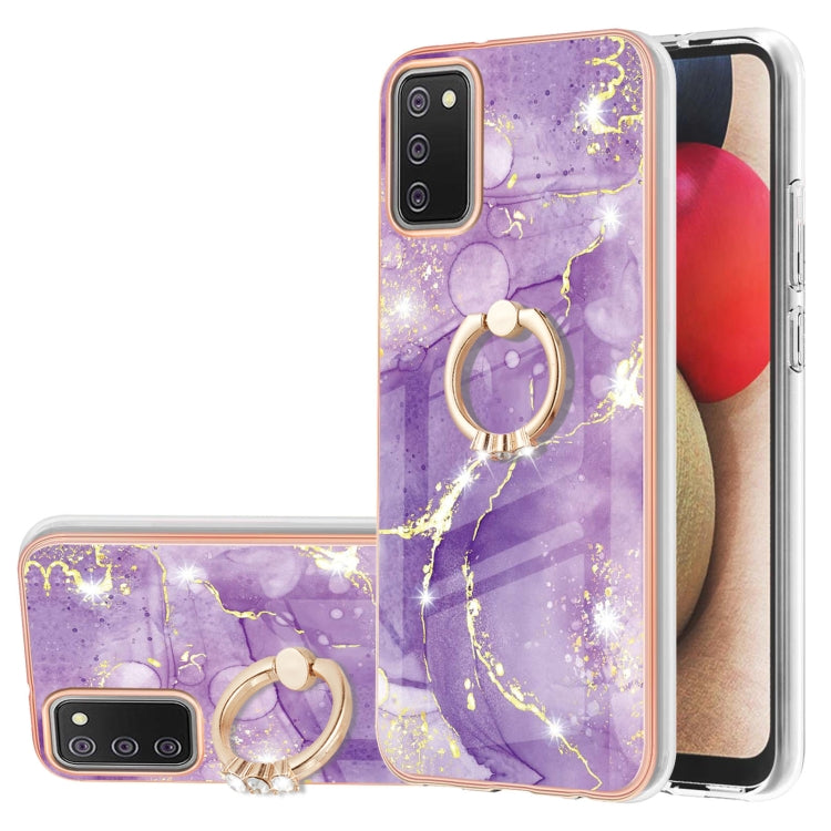 Electroplating Marble Pattern IMD TPU Shockproof Case with Ring Holder, For Samsung Galaxy A02s US Version 166mm, For Samsung Galaxy A02s EU Version 164mm, For Samsung Galaxy A03s 166mm, For Samsung Galaxy A11 / M11, For Samsung Galaxy A12             ...