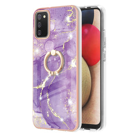 Electroplating Marble Pattern IMD TPU Shockproof Case with Ring Holder, For Samsung Galaxy A02s US Version 166mm, For Samsung Galaxy A02s EU Version 164mm, For Samsung Galaxy A03s 166mm, For Samsung Galaxy A11 / M11, For Samsung Galaxy A12             ...