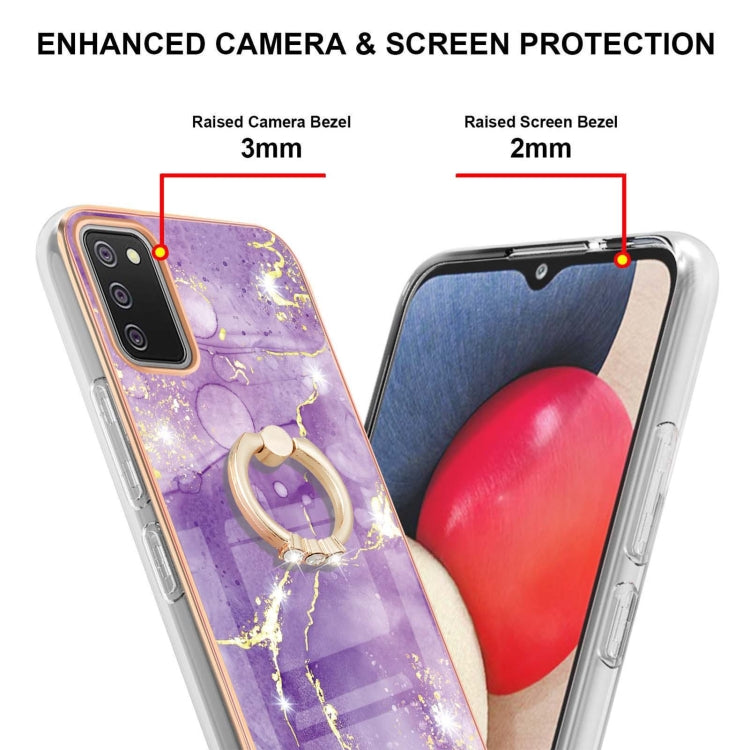 Electroplating Marble Pattern IMD TPU Shockproof Case with Ring Holder, For Samsung Galaxy A02s US Version 166mm, For Samsung Galaxy A02s EU Version 164mm, For Samsung Galaxy A03s 166mm, For Samsung Galaxy A11 / M11, For Samsung Galaxy A12             ...