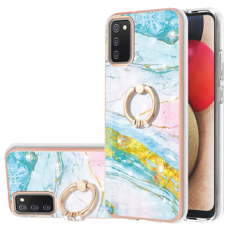 Electroplating Marble Pattern IMD TPU Shockproof Case with Ring Holder, For Samsung Galaxy A02s US Version 166mm, For Samsung Galaxy A02s EU Version 164mm, For Samsung Galaxy A03s 166mm, For Samsung Galaxy A11 / M11, For Samsung Galaxy A12             ...