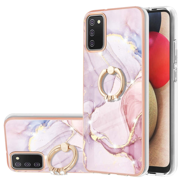Electroplating Marble Pattern IMD TPU Shockproof Case with Ring Holder, For Samsung Galaxy A02s US Version 166mm, For Samsung Galaxy A02s EU Version 164mm, For Samsung Galaxy A03s 166mm, For Samsung Galaxy A11 / M11, For Samsung Galaxy A12             ...