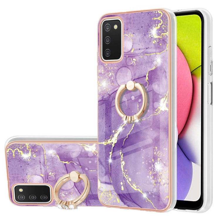 Electroplating Marble Pattern IMD TPU Shockproof Case with Ring Holder, For Samsung Galaxy A02s US Version 166mm, For Samsung Galaxy A02s EU Version 164mm, For Samsung Galaxy A03s 166mm, For Samsung Galaxy A11 / M11, For Samsung Galaxy A12             ...