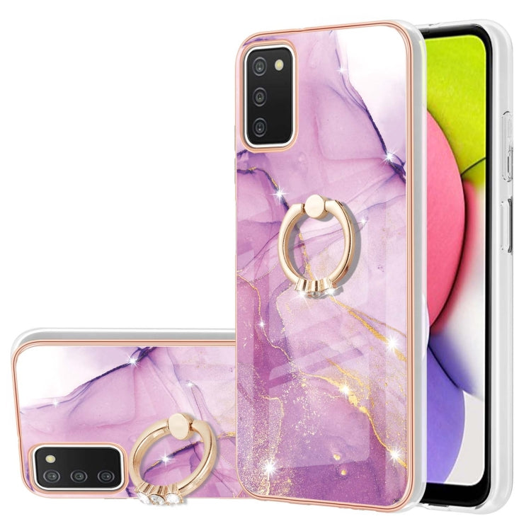 Electroplating Marble Pattern IMD TPU Shockproof Case with Ring Holder, For Samsung Galaxy A02s US Version 166mm, For Samsung Galaxy A02s EU Version 164mm, For Samsung Galaxy A03s 166mm, For Samsung Galaxy A11 / M11, For Samsung Galaxy A12             ...
