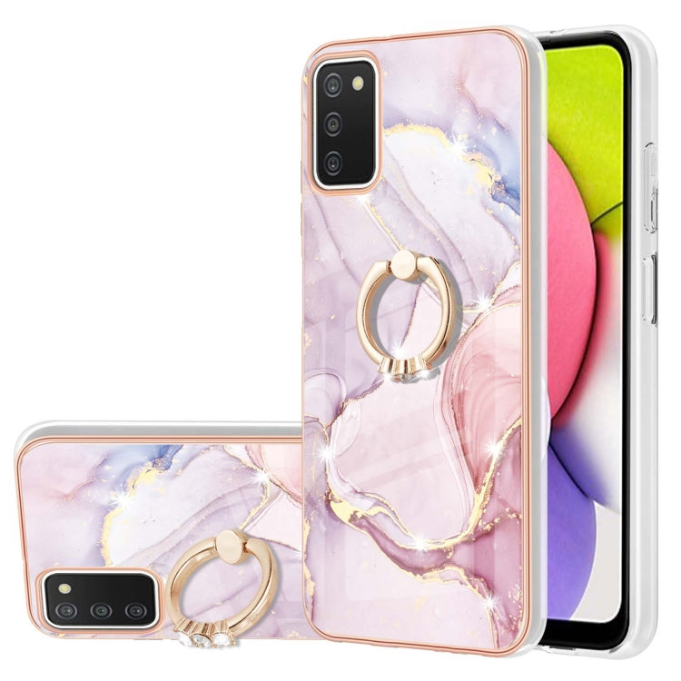 Electroplating Marble Pattern IMD TPU Shockproof Case with Ring Holder, For Samsung Galaxy A02s US Version 166mm, For Samsung Galaxy A02s EU Version 164mm, For Samsung Galaxy A03s 166mm, For Samsung Galaxy A11 / M11, For Samsung Galaxy A12             ...