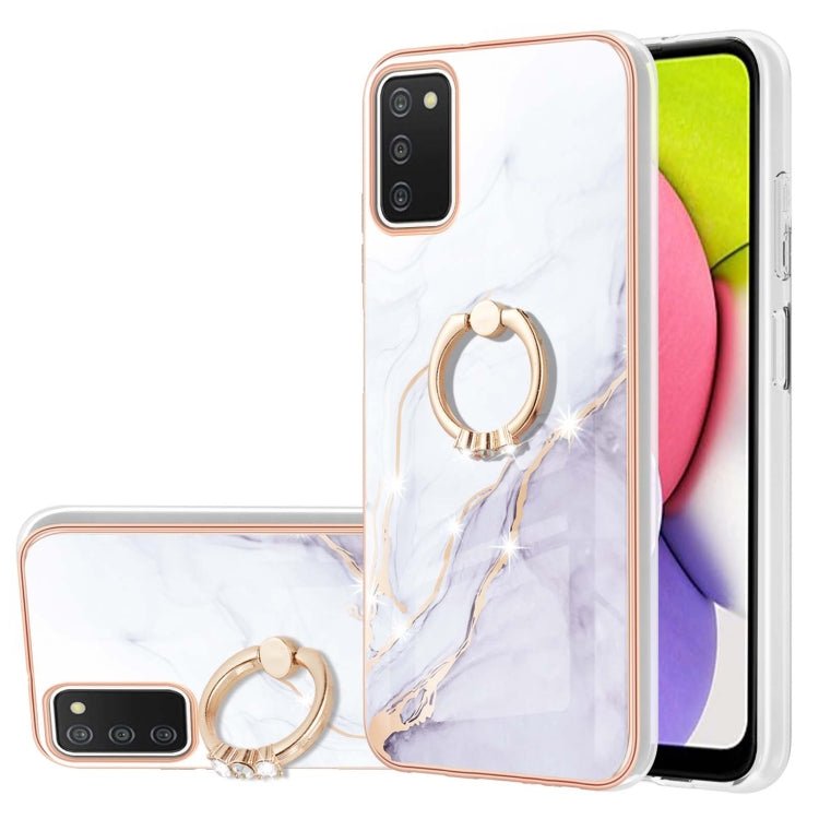 Electroplating Marble Pattern IMD TPU Shockproof Case with Ring Holder, For Samsung Galaxy A02s US Version 166mm, For Samsung Galaxy A02s EU Version 164mm, For Samsung Galaxy A03s 166mm, For Samsung Galaxy A11 / M11, For Samsung Galaxy A12             ...