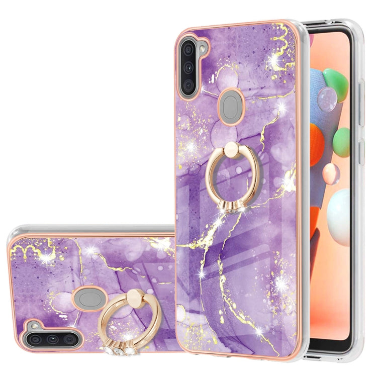 Electroplating Marble Pattern IMD TPU Shockproof Case with Ring Holder, For Samsung Galaxy A02s US Version 166mm, For Samsung Galaxy A02s EU Version 164mm, For Samsung Galaxy A03s 166mm, For Samsung Galaxy A11 / M11, For Samsung Galaxy A12             ...
