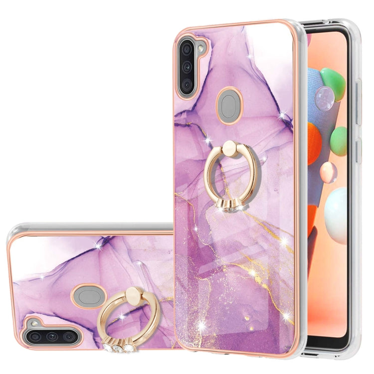 Electroplating Marble Pattern IMD TPU Shockproof Case with Ring Holder, For Samsung Galaxy A02s US Version 166mm, For Samsung Galaxy A02s EU Version 164mm, For Samsung Galaxy A03s 166mm, For Samsung Galaxy A11 / M11, For Samsung Galaxy A12             ...