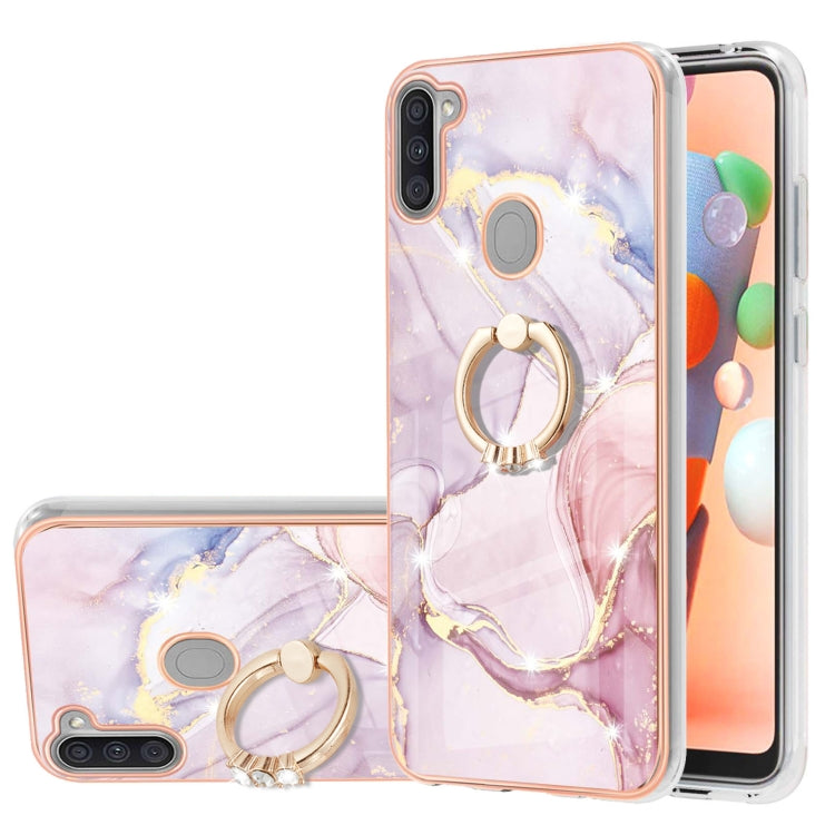 Electroplating Marble Pattern IMD TPU Shockproof Case with Ring Holder, For Samsung Galaxy A02s US Version 166mm, For Samsung Galaxy A02s EU Version 164mm, For Samsung Galaxy A03s 166mm, For Samsung Galaxy A11 / M11, For Samsung Galaxy A12             ...