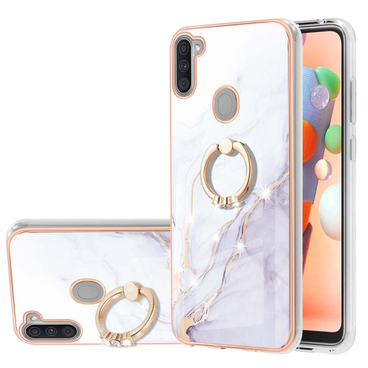 Electroplating Marble Pattern IMD TPU Shockproof Case with Ring Holder, For Samsung Galaxy A02s US Version 166mm, For Samsung Galaxy A02s EU Version 164mm, For Samsung Galaxy A03s 166mm, For Samsung Galaxy A11 / M11, For Samsung Galaxy A12             ...