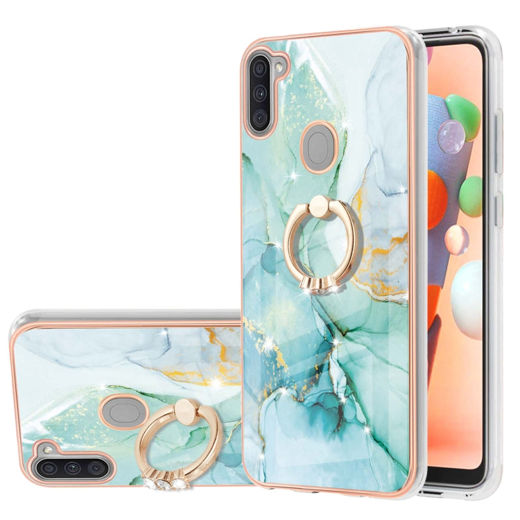 Electroplating Marble Pattern IMD TPU Shockproof Case with Ring Holder, For Samsung Galaxy A02s US Version 166mm, For Samsung Galaxy A02s EU Version 164mm, For Samsung Galaxy A03s 166mm, For Samsung Galaxy A11 / M11, For Samsung Galaxy A12             ...
