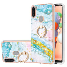 Load image into Gallery viewer, Electroplating Marble Pattern IMD TPU Shockproof Case with Ring Holder, For Samsung Galaxy A02s US Version 166mm, For Samsung Galaxy A02s EU Version 164mm, For Samsung Galaxy A03s 166mm, For Samsung Galaxy A11 / M11, For Samsung Galaxy A12             ...