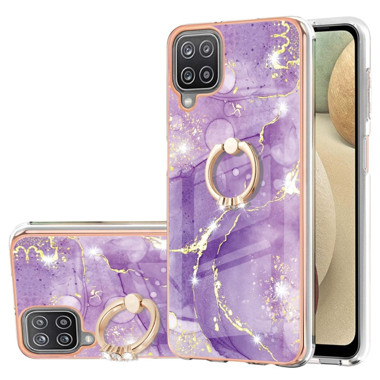 Electroplating Marble Pattern IMD TPU Shockproof Case with Ring Holder, For Samsung Galaxy A02s US Version 166mm, For Samsung Galaxy A02s EU Version 164mm, For Samsung Galaxy A03s 166mm, For Samsung Galaxy A11 / M11, For Samsung Galaxy A12             ...