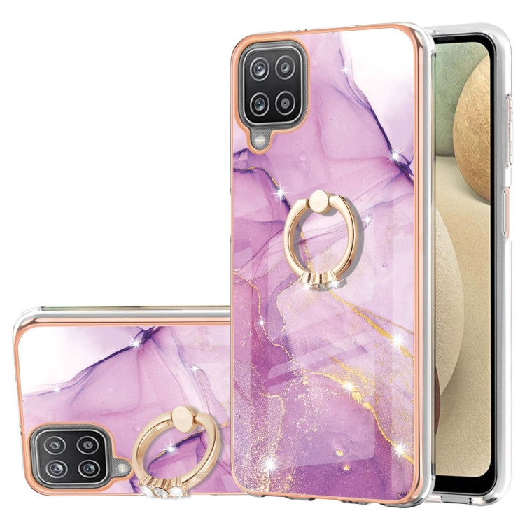 Electroplating Marble Pattern IMD TPU Shockproof Case with Ring Holder, For Samsung Galaxy A02s US Version 166mm, For Samsung Galaxy A02s EU Version 164mm, For Samsung Galaxy A03s 166mm, For Samsung Galaxy A11 / M11, For Samsung Galaxy A12             ...