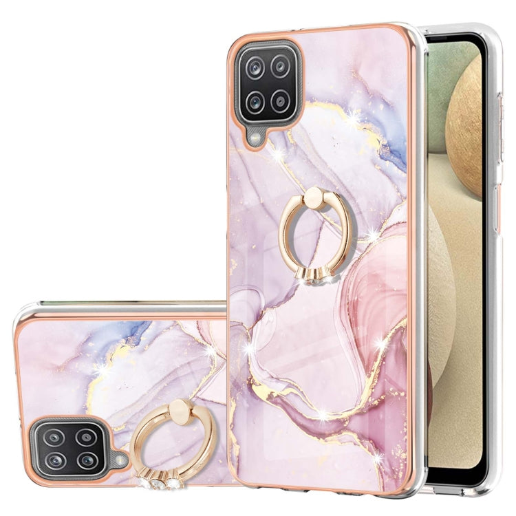 Electroplating Marble Pattern IMD TPU Shockproof Case with Ring Holder, For Samsung Galaxy A02s US Version 166mm, For Samsung Galaxy A02s EU Version 164mm, For Samsung Galaxy A03s 166mm, For Samsung Galaxy A11 / M11, For Samsung Galaxy A12             ...