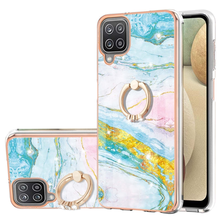 Electroplating Marble Pattern IMD TPU Shockproof Case with Ring Holder, For Samsung Galaxy A02s US Version 166mm, For Samsung Galaxy A02s EU Version 164mm, For Samsung Galaxy A03s 166mm, For Samsung Galaxy A11 / M11, For Samsung Galaxy A12             ...