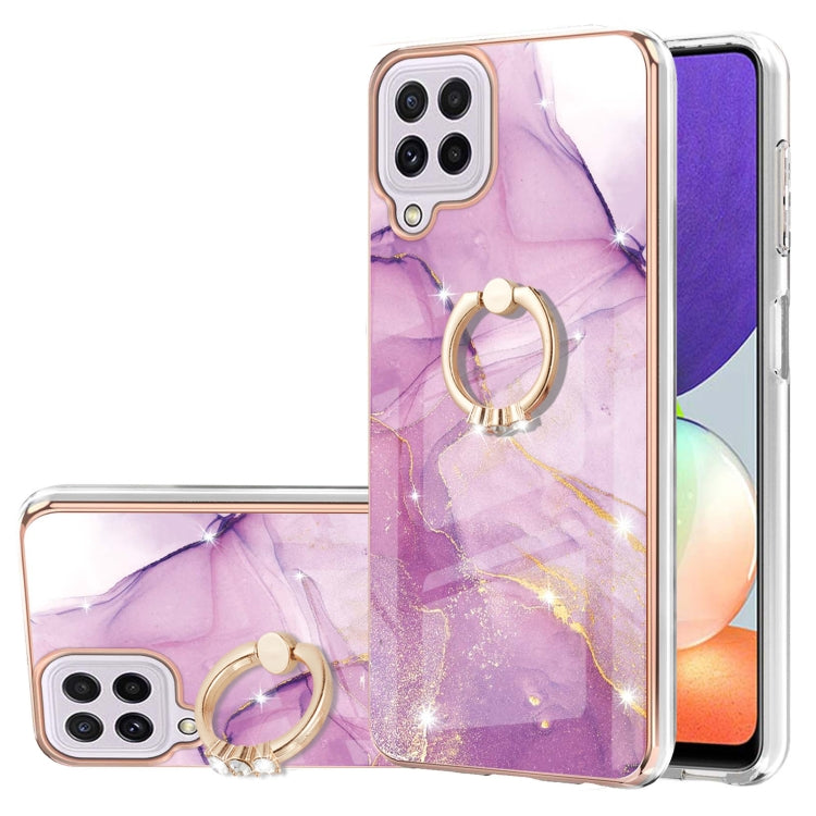 Electroplating Marble Pattern IMD TPU Shockproof Case with Ring Holder, For Samsung Galaxy A02s US Version 166mm, For Samsung Galaxy A02s EU Version 164mm, For Samsung Galaxy A03s 166mm, For Samsung Galaxy A11 / M11, For Samsung Galaxy A12             ...