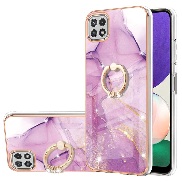 Electroplating Marble Pattern IMD TPU Shockproof Case with Ring Holder, For Samsung Galaxy A02s US Version 166mm, For Samsung Galaxy A02s EU Version 164mm, For Samsung Galaxy A03s 166mm, For Samsung Galaxy A11 / M11, For Samsung Galaxy A12             ...