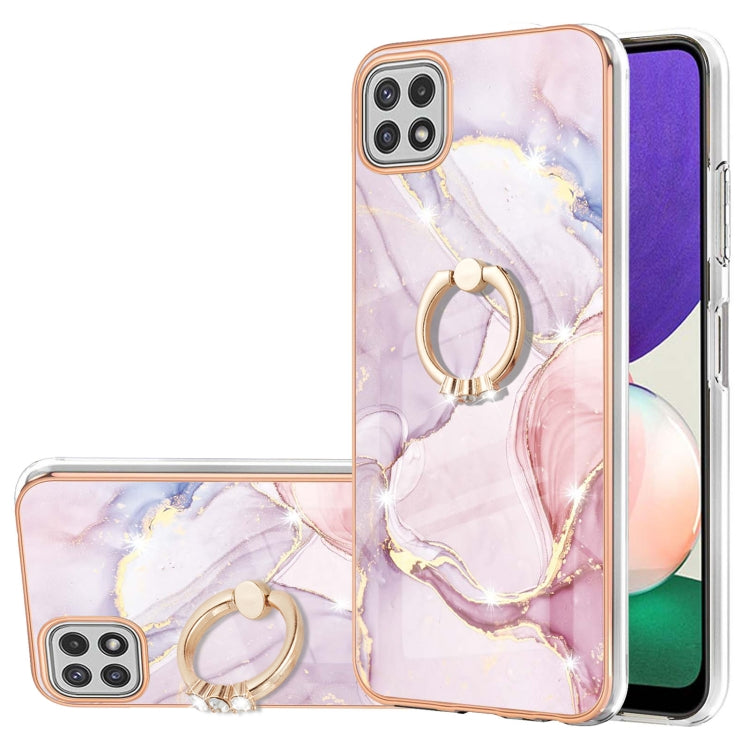 Electroplating Marble Pattern IMD TPU Shockproof Case with Ring Holder, For Samsung Galaxy A02s US Version 166mm, For Samsung Galaxy A02s EU Version 164mm, For Samsung Galaxy A03s 166mm, For Samsung Galaxy A11 / M11, For Samsung Galaxy A12             ...