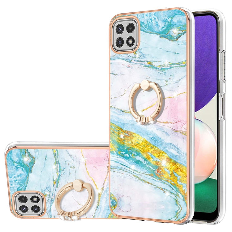 Electroplating Marble Pattern IMD TPU Shockproof Case with Ring Holder, For Samsung Galaxy A02s US Version 166mm, For Samsung Galaxy A02s EU Version 164mm, For Samsung Galaxy A03s 166mm, For Samsung Galaxy A11 / M11, For Samsung Galaxy A12             ...