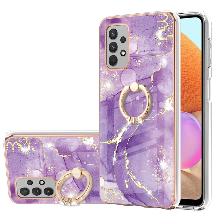 Electroplating Marble Pattern IMD TPU Shockproof Case with Ring Holder, For Samsung Galaxy A32 4G EU Version, For Samsung Galaxy A32 5G, For Samsung Galaxy A52 5G / 4G, For Samsung Galaxy A72 5G / 4G, For Samsung Galaxy S20 FE  5G / 4G                 ...