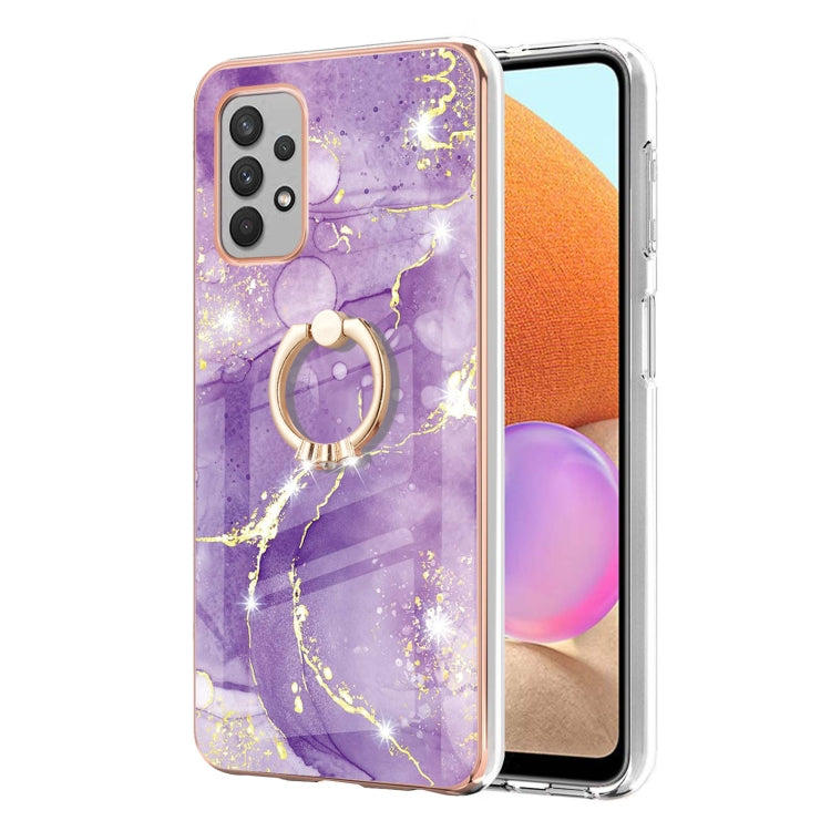Electroplating Marble Pattern IMD TPU Shockproof Case with Ring Holder, For Samsung Galaxy A32 4G EU Version, For Samsung Galaxy A32 5G, For Samsung Galaxy A52 5G / 4G, For Samsung Galaxy A72 5G / 4G, For Samsung Galaxy S20 FE  5G / 4G                 ...