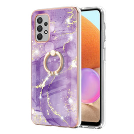 Electroplating Marble Pattern IMD TPU Shockproof Case with Ring Holder, For Samsung Galaxy A32 4G EU Version, For Samsung Galaxy A32 5G, For Samsung Galaxy A52 5G / 4G, For Samsung Galaxy A72 5G / 4G, For Samsung Galaxy S20 FE  5G / 4G                 ...