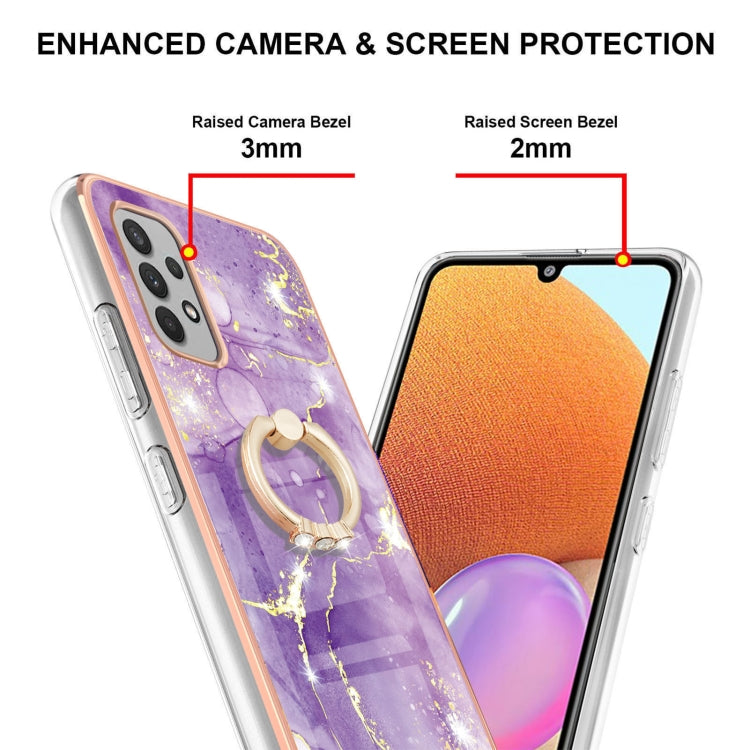 Electroplating Marble Pattern IMD TPU Shockproof Case with Ring Holder, For Samsung Galaxy A32 4G EU Version, For Samsung Galaxy A32 5G, For Samsung Galaxy A52 5G / 4G, For Samsung Galaxy A72 5G / 4G, For Samsung Galaxy S20 FE  5G / 4G                 ...