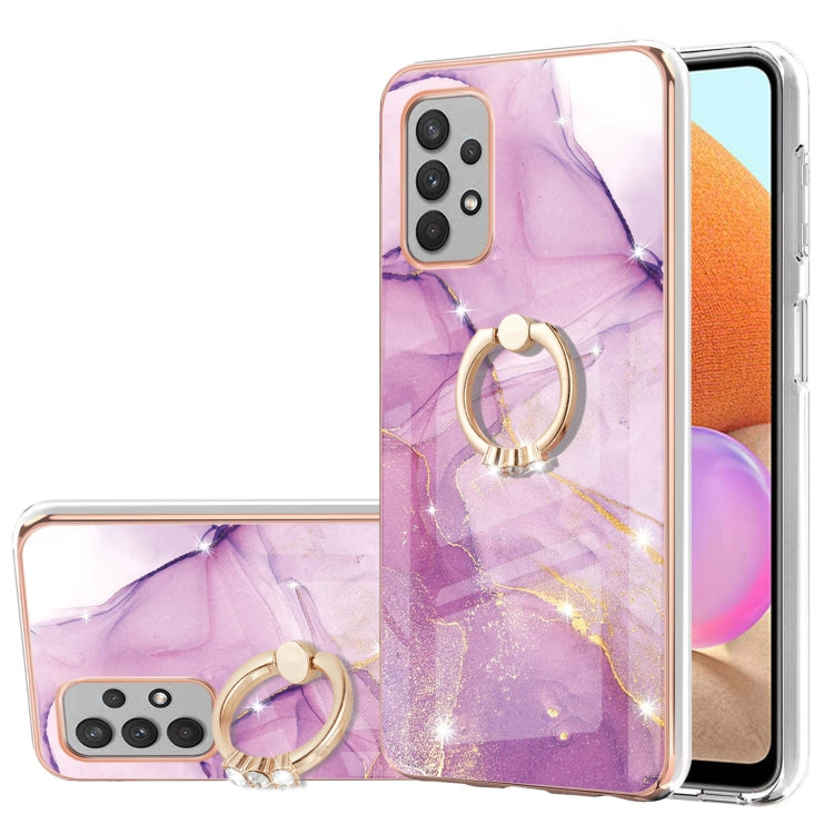 Electroplating Marble Pattern IMD TPU Shockproof Case with Ring Holder, For Samsung Galaxy A32 4G EU Version, For Samsung Galaxy A32 5G, For Samsung Galaxy A52 5G / 4G, For Samsung Galaxy A72 5G / 4G, For Samsung Galaxy S20 FE  5G / 4G                 ...