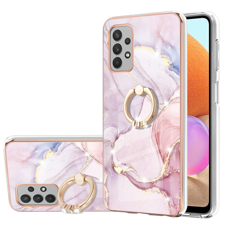 Electroplating Marble Pattern IMD TPU Shockproof Case with Ring Holder, For Samsung Galaxy A32 4G EU Version, For Samsung Galaxy A32 5G, For Samsung Galaxy A52 5G / 4G, For Samsung Galaxy A72 5G / 4G, For Samsung Galaxy S20 FE  5G / 4G                 ...
