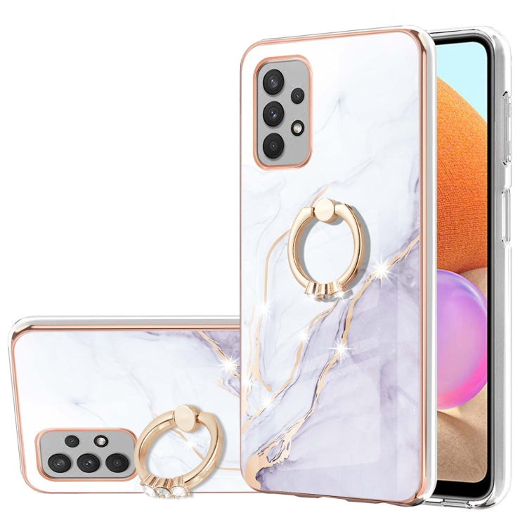 Electroplating Marble Pattern IMD TPU Shockproof Case with Ring Holder, For Samsung Galaxy A32 4G EU Version, For Samsung Galaxy A32 5G, For Samsung Galaxy A52 5G / 4G, For Samsung Galaxy A72 5G / 4G, For Samsung Galaxy S20 FE  5G / 4G                 ...