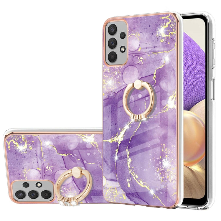 Electroplating Marble Pattern IMD TPU Shockproof Case with Ring Holder, For Samsung Galaxy A32 4G EU Version, For Samsung Galaxy A32 5G, For Samsung Galaxy A52 5G / 4G, For Samsung Galaxy A72 5G / 4G, For Samsung Galaxy S20 FE  5G / 4G                 ...