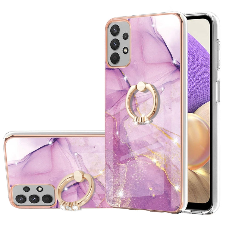 Electroplating Marble Pattern IMD TPU Shockproof Case with Ring Holder, For Samsung Galaxy A32 4G EU Version, For Samsung Galaxy A32 5G, For Samsung Galaxy A52 5G / 4G, For Samsung Galaxy A72 5G / 4G, For Samsung Galaxy S20 FE  5G / 4G                 ...