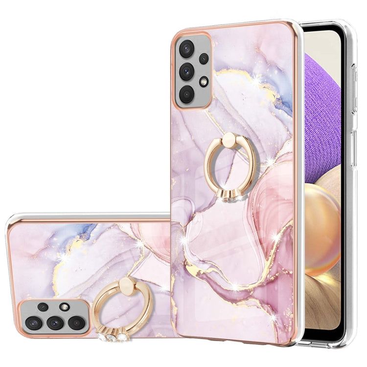 Electroplating Marble Pattern IMD TPU Shockproof Case with Ring Holder, For Samsung Galaxy A32 4G EU Version, For Samsung Galaxy A32 5G, For Samsung Galaxy A52 5G / 4G, For Samsung Galaxy A72 5G / 4G, For Samsung Galaxy S20 FE  5G / 4G                 ...