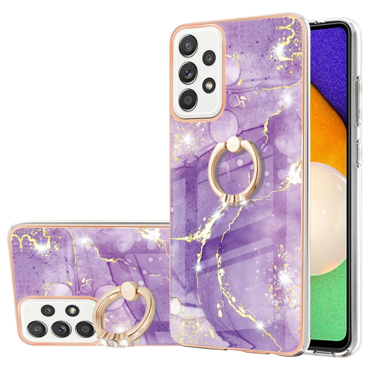 Electroplating Marble Pattern IMD TPU Shockproof Case with Ring Holder, For Samsung Galaxy A32 4G EU Version, For Samsung Galaxy A32 5G, For Samsung Galaxy A52 5G / 4G, For Samsung Galaxy A72 5G / 4G, For Samsung Galaxy S20 FE  5G / 4G                 ...