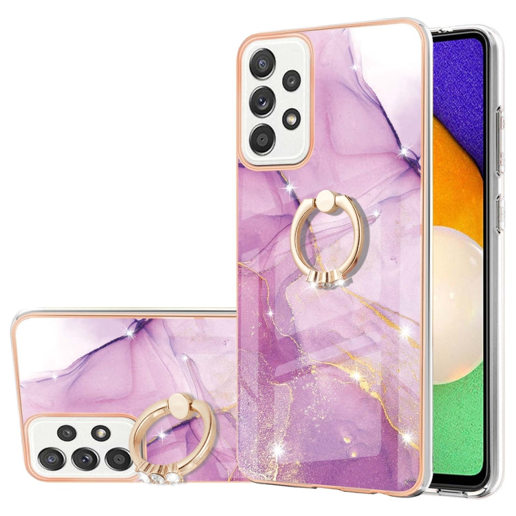 Electroplating Marble Pattern IMD TPU Shockproof Case with Ring Holder, For Samsung Galaxy A32 4G EU Version, For Samsung Galaxy A32 5G, For Samsung Galaxy A52 5G / 4G, For Samsung Galaxy A72 5G / 4G, For Samsung Galaxy S20 FE  5G / 4G                 ...