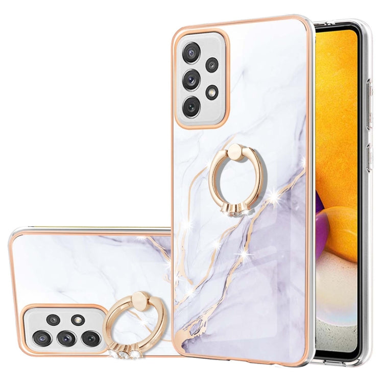 Electroplating Marble Pattern IMD TPU Shockproof Case with Ring Holder, For Samsung Galaxy A32 4G EU Version, For Samsung Galaxy A32 5G, For Samsung Galaxy A52 5G / 4G, For Samsung Galaxy A72 5G / 4G, For Samsung Galaxy S20 FE  5G / 4G                 ...