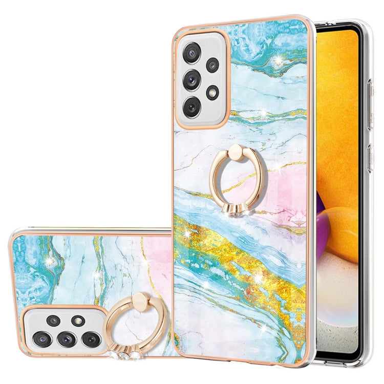 Electroplating Marble Pattern IMD TPU Shockproof Case with Ring Holder, For Samsung Galaxy A32 4G EU Version, For Samsung Galaxy A32 5G, For Samsung Galaxy A52 5G / 4G, For Samsung Galaxy A72 5G / 4G, For Samsung Galaxy S20 FE  5G / 4G                 ...