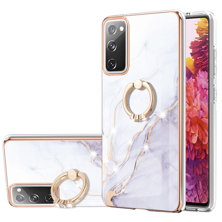 Electroplating Marble Pattern IMD TPU Shockproof Case with Ring Holder, For Samsung Galaxy A32 4G EU Version, For Samsung Galaxy A32 5G, For Samsung Galaxy A52 5G / 4G, For Samsung Galaxy A72 5G / 4G, For Samsung Galaxy S20 FE  5G / 4G                 ...