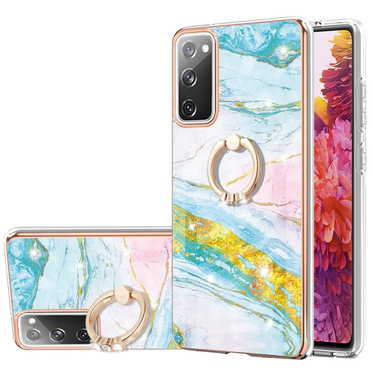 Electroplating Marble Pattern IMD TPU Shockproof Case with Ring Holder, For Samsung Galaxy A32 4G EU Version, For Samsung Galaxy A32 5G, For Samsung Galaxy A52 5G / 4G, For Samsung Galaxy A72 5G / 4G, For Samsung Galaxy S20 FE  5G / 4G                 ...