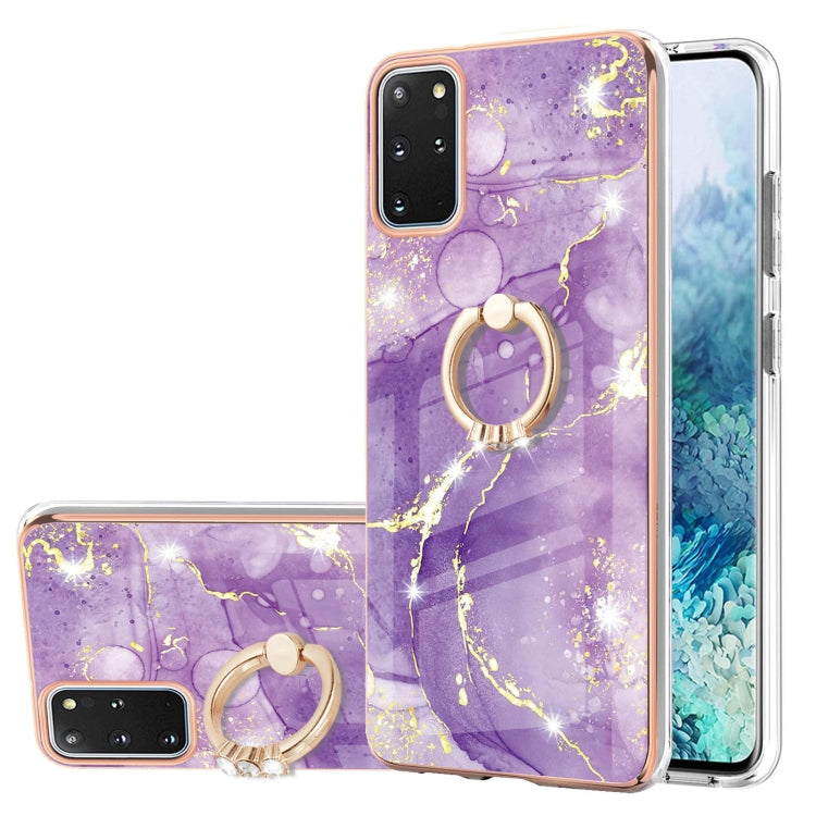 Electroplating Marble Pattern IMD TPU Shockproof Case with Ring Holder, For Samsung Galaxy A32 4G EU Version, For Samsung Galaxy A32 5G, For Samsung Galaxy A52 5G / 4G, For Samsung Galaxy A72 5G / 4G, For Samsung Galaxy S20 FE  5G / 4G                 ...