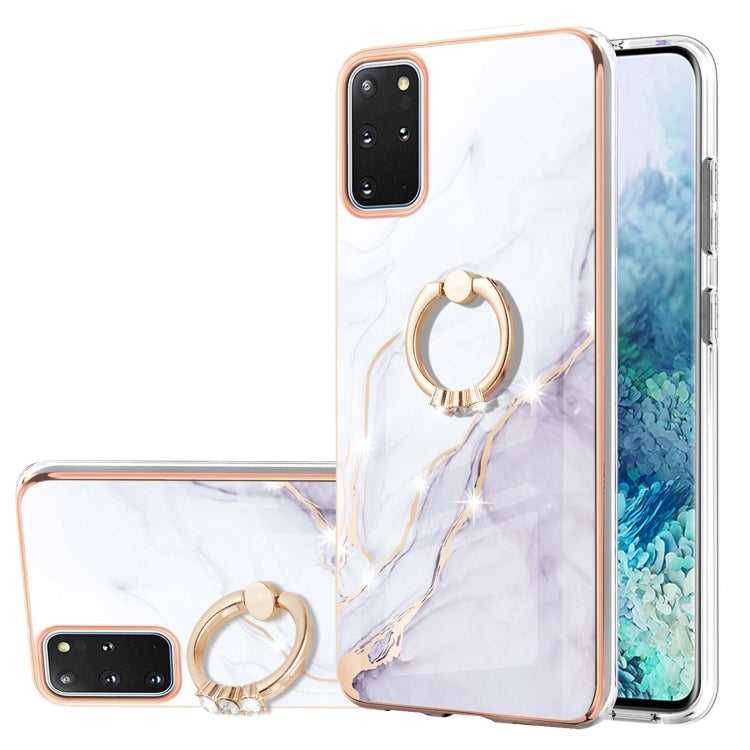 Electroplating Marble Pattern IMD TPU Shockproof Case with Ring Holder, For Samsung Galaxy A32 4G EU Version, For Samsung Galaxy A32 5G, For Samsung Galaxy A52 5G / 4G, For Samsung Galaxy A72 5G / 4G, For Samsung Galaxy S20 FE  5G / 4G                 ...