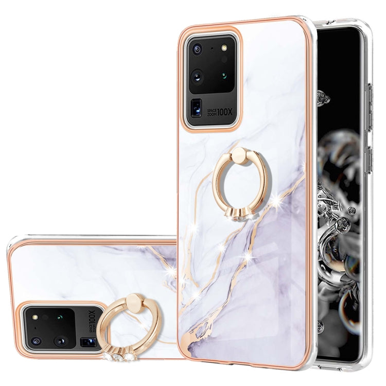 Electroplating Marble Pattern IMD TPU Shockproof Case with Ring Holder, For Samsung Galaxy A32 4G EU Version, For Samsung Galaxy A32 5G, For Samsung Galaxy A52 5G / 4G, For Samsung Galaxy A72 5G / 4G, For Samsung Galaxy S20 FE  5G / 4G                 ...