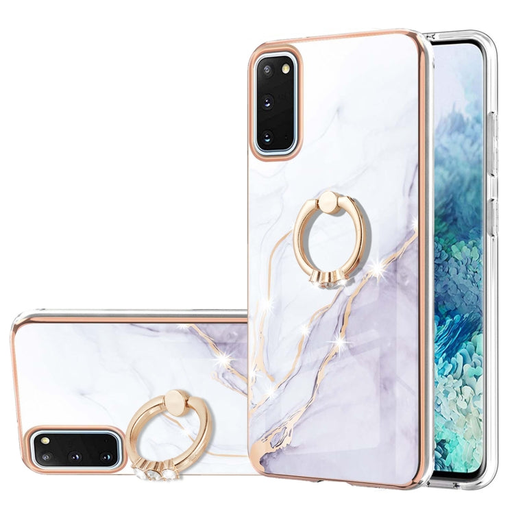Electroplating Marble Pattern IMD TPU Shockproof Case with Ring Holder, For Samsung Galaxy A32 4G EU Version, For Samsung Galaxy A32 5G, For Samsung Galaxy A52 5G / 4G, For Samsung Galaxy A72 5G / 4G, For Samsung Galaxy S20 FE  5G / 4G                 ...