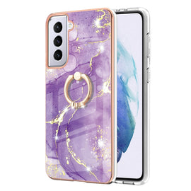 Electroplating Marble Pattern IMD TPU Shockproof Case with Ring Holder, For Samsung Galaxy S21 5G, For Samsung Galaxy S21 FE 5G, For Samsung Galaxy S21 Ultra 5G, For Samsung Galaxy S21+ 5G