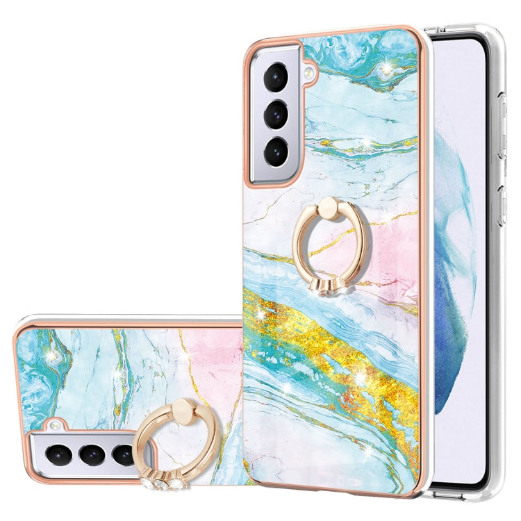 Electroplating Marble Pattern IMD TPU Shockproof Case with Ring Holder, For Samsung Galaxy S21 5G, For Samsung Galaxy S21 FE 5G, For Samsung Galaxy S21 Ultra 5G, For Samsung Galaxy S21+ 5G