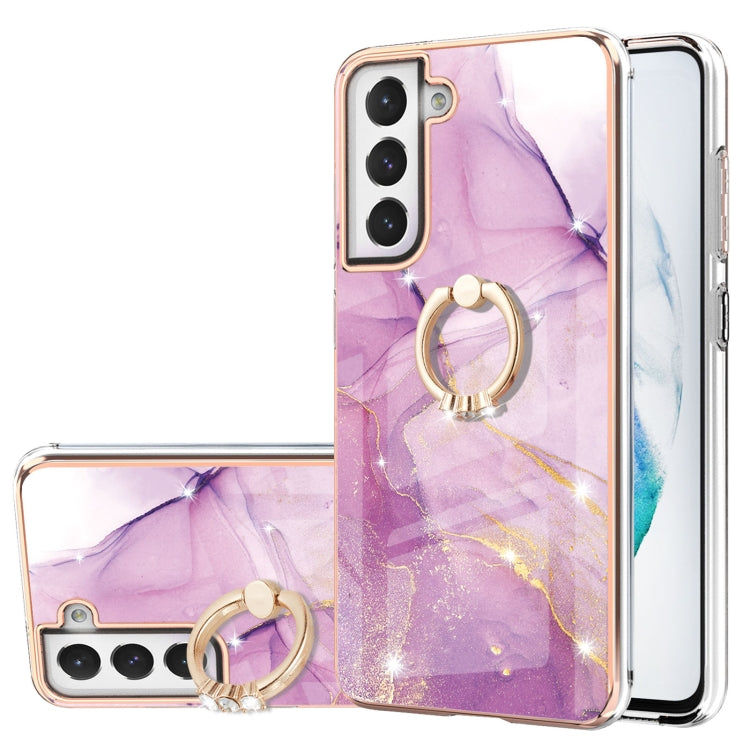 Electroplating Marble Pattern IMD TPU Shockproof Case with Ring Holder, For Samsung Galaxy S21 5G, For Samsung Galaxy S21 FE 5G, For Samsung Galaxy S21 Ultra 5G, For Samsung Galaxy S21+ 5G