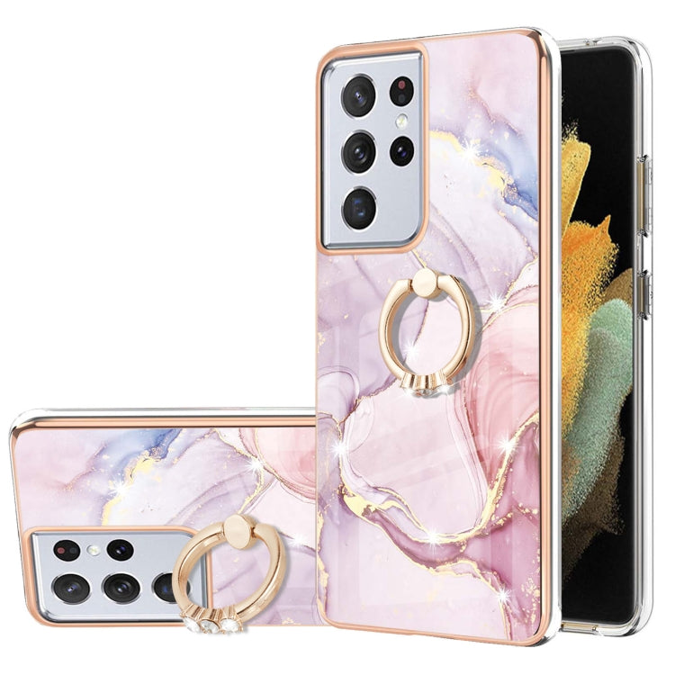 Electroplating Marble Pattern IMD TPU Shockproof Case with Ring Holder, For Samsung Galaxy S21 5G, For Samsung Galaxy S21 FE 5G, For Samsung Galaxy S21 Ultra 5G, For Samsung Galaxy S21+ 5G
