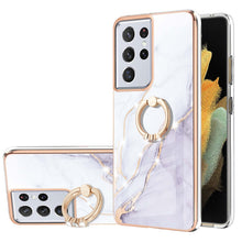 Load image into Gallery viewer, Electroplating Marble Pattern IMD TPU Shockproof Case with Ring Holder, For Samsung Galaxy S21 5G, For Samsung Galaxy S21 FE 5G, For Samsung Galaxy S21 Ultra 5G, For Samsung Galaxy S21+ 5G
